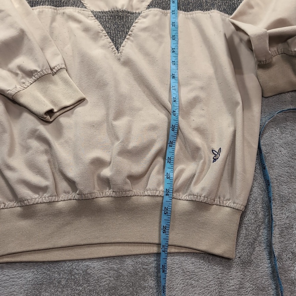 Vintage 80s Adult Medium M Playboy Jacket Retro 1/4 Zip Pullover Beige - Picture 5 of 8
